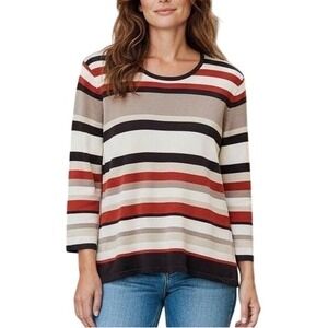 The Limited Stretch Silk Blend Striped 3/4 Sleeve Size Medium